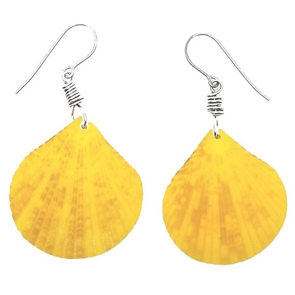 Handmade Orange-Yellow Pecten Earrings - Picture 2 of 2